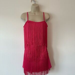 Vibrant Pink Fringe 2 piece Dress